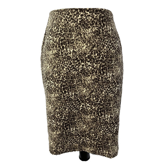 Talbots Skirt size 4 Brown Velvet Cheetah Leopard Straight Pencil Knee Career - Picture 1 of 8